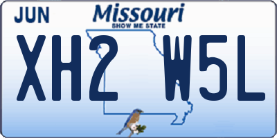 MO license plate XH2W5L
