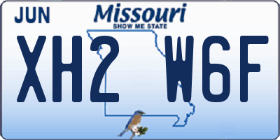 MO license plate XH2W6F