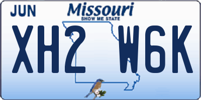 MO license plate XH2W6K