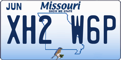 MO license plate XH2W6P