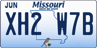 MO license plate XH2W7B