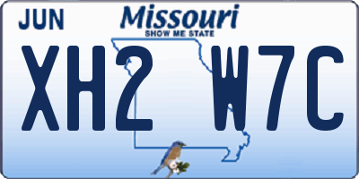 MO license plate XH2W7C