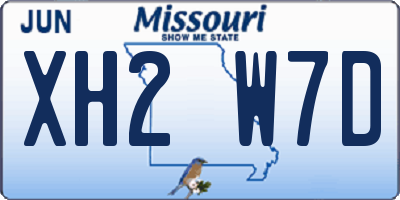 MO license plate XH2W7D