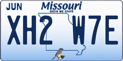 MO license plate XH2W7E