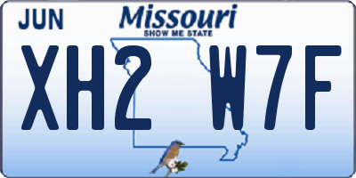 MO license plate XH2W7F