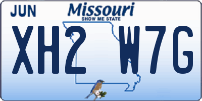 MO license plate XH2W7G