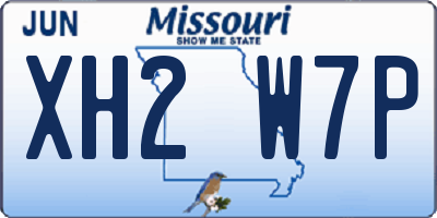 MO license plate XH2W7P