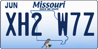 MO license plate XH2W7Z