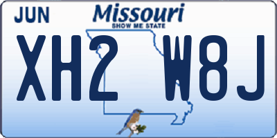 MO license plate XH2W8J