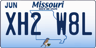 MO license plate XH2W8L