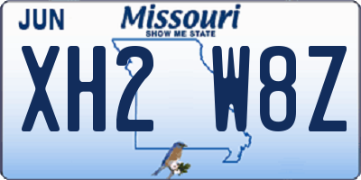 MO license plate XH2W8Z