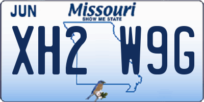 MO license plate XH2W9G