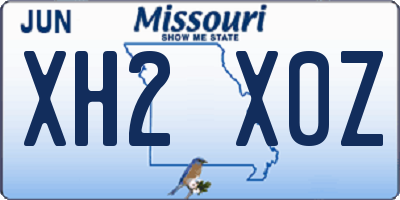 MO license plate XH2X0Z