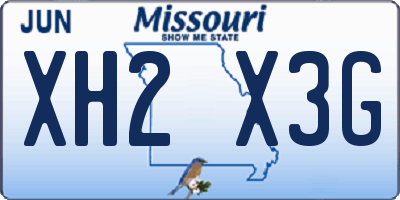 MO license plate XH2X3G