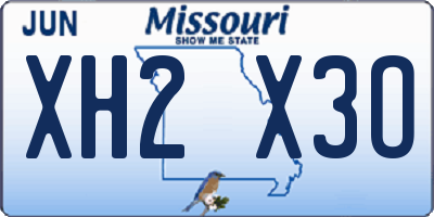 MO license plate XH2X3O