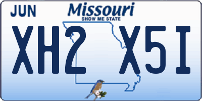 MO license plate XH2X5I