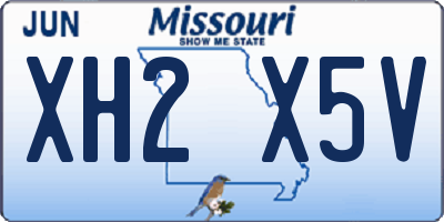MO license plate XH2X5V