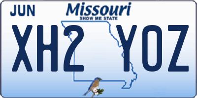 MO license plate XH2Y0Z
