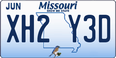 MO license plate XH2Y3D