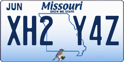 MO license plate XH2Y4Z