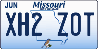 MO license plate XH2Z0T