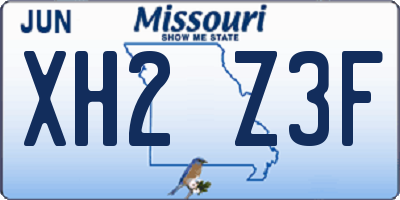 MO license plate XH2Z3F