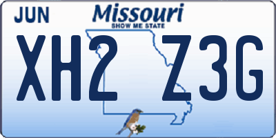 MO license plate XH2Z3G