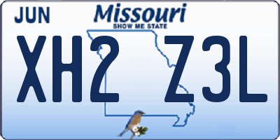 MO license plate XH2Z3L