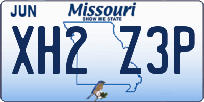 MO license plate XH2Z3P