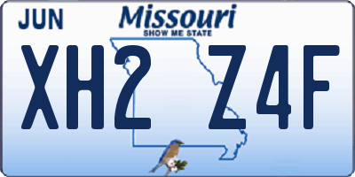 MO license plate XH2Z4F