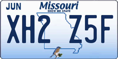MO license plate XH2Z5F