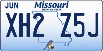 MO license plate XH2Z5J