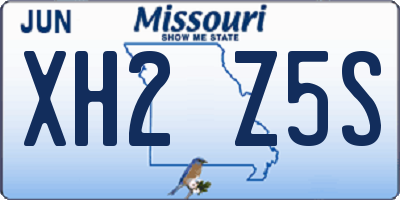 MO license plate XH2Z5S