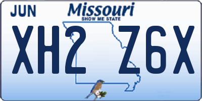 MO license plate XH2Z6X