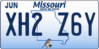 MO license plate XH2Z6Y