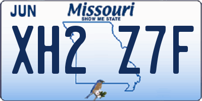 MO license plate XH2Z7F