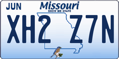 MO license plate XH2Z7N