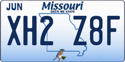 MO license plate XH2Z8F