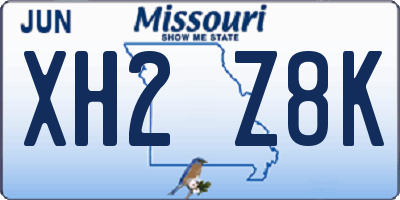 MO license plate XH2Z8K