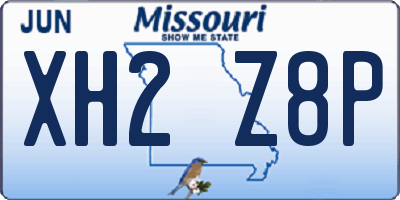 MO license plate XH2Z8P