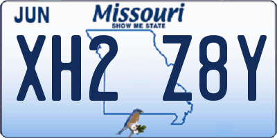 MO license plate XH2Z8Y