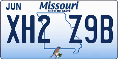 MO license plate XH2Z9B