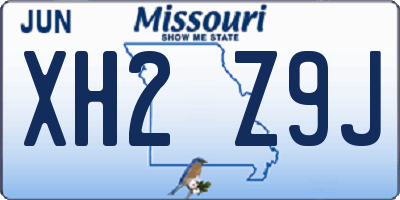 MO license plate XH2Z9J