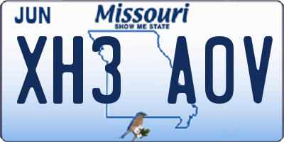 MO license plate XH3A0V