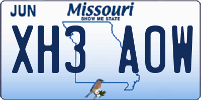 MO license plate XH3A0W