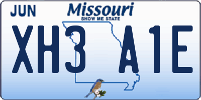 MO license plate XH3A1E