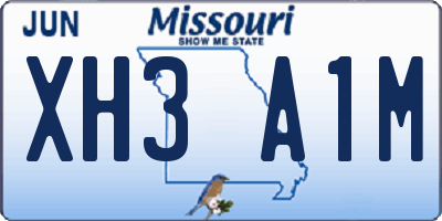 MO license plate XH3A1M