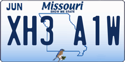 MO license plate XH3A1W