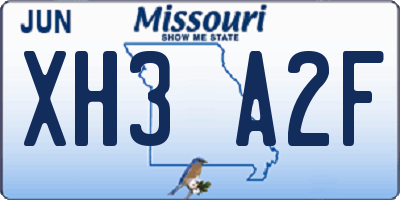 MO license plate XH3A2F