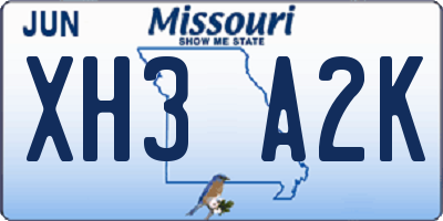 MO license plate XH3A2K